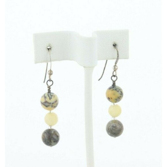 Sterling Silver Agate Earrings Dangle Drop Earrings - Picture 1 of 7